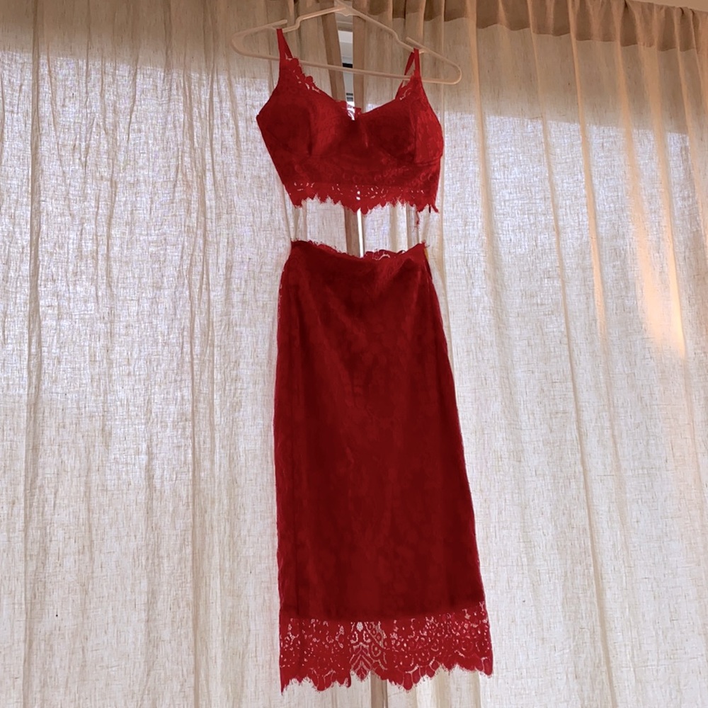 Red lace lover skirt <3  For love and lemons brand.